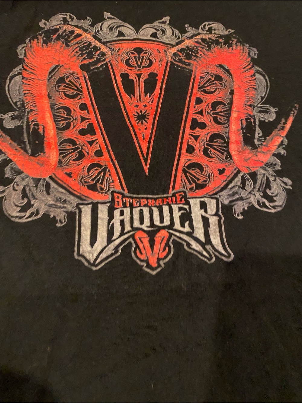 Stephanie Vaquer Graphic Tee - Black with Red & Gray Design